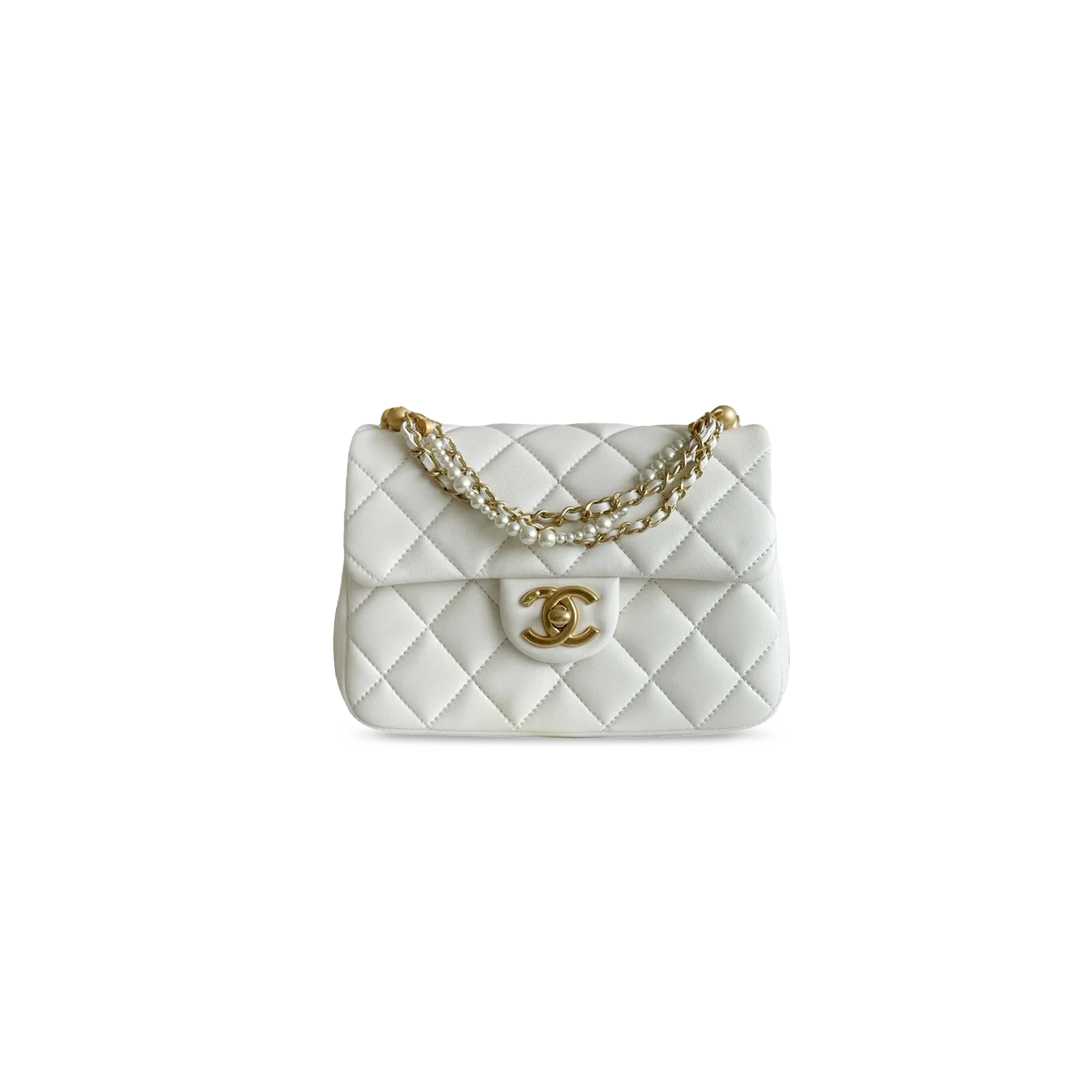 CHANEL MASTER MINI PEARL CHAIN FLAP BAG AS4385 (17*12.5*5cm)